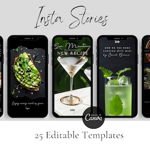 Dark Food Photography Story Templates | Food Blogger Insta Story Templates | Food Blog FB Stories | Dark Food Instagram Stories
