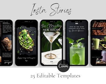 Dark Food Photography Story Templates | Food Blogger Insta Story Templates | Food Blog FB Stories | Dark Food Instagram Stories