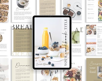 Natural Cookbook Template | Light Cookbook | Food Blogger Template | Dessert Template | Food Blog | Digital Recipe Book | Editable Cookbook