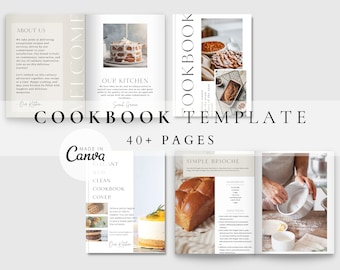 Cookbook Template - Canva Cook Book Template - Customizable Recipe Ebook Template - Editable Cookbook - Light Cookbook - Elegant White Theme
