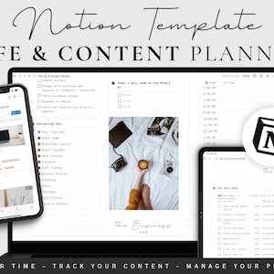 Life and Content Notion Planner Dashboard | Blog Planner | Notion ADHD | Notion for Content | Planner Template | 2024 Notion for Bloggers