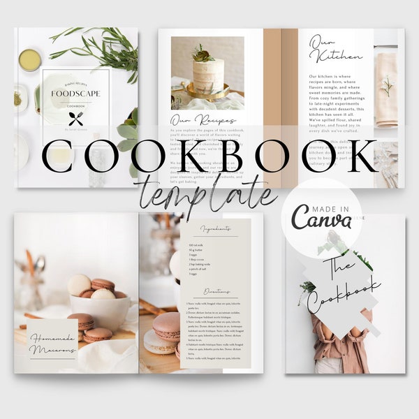 Plantilla de libro de cocina editable / Plantilla PDF de libro de cocina colorido / Blog de comida / Recetas familiares / Plantilla de libro electrónico / Libro de recetas editable