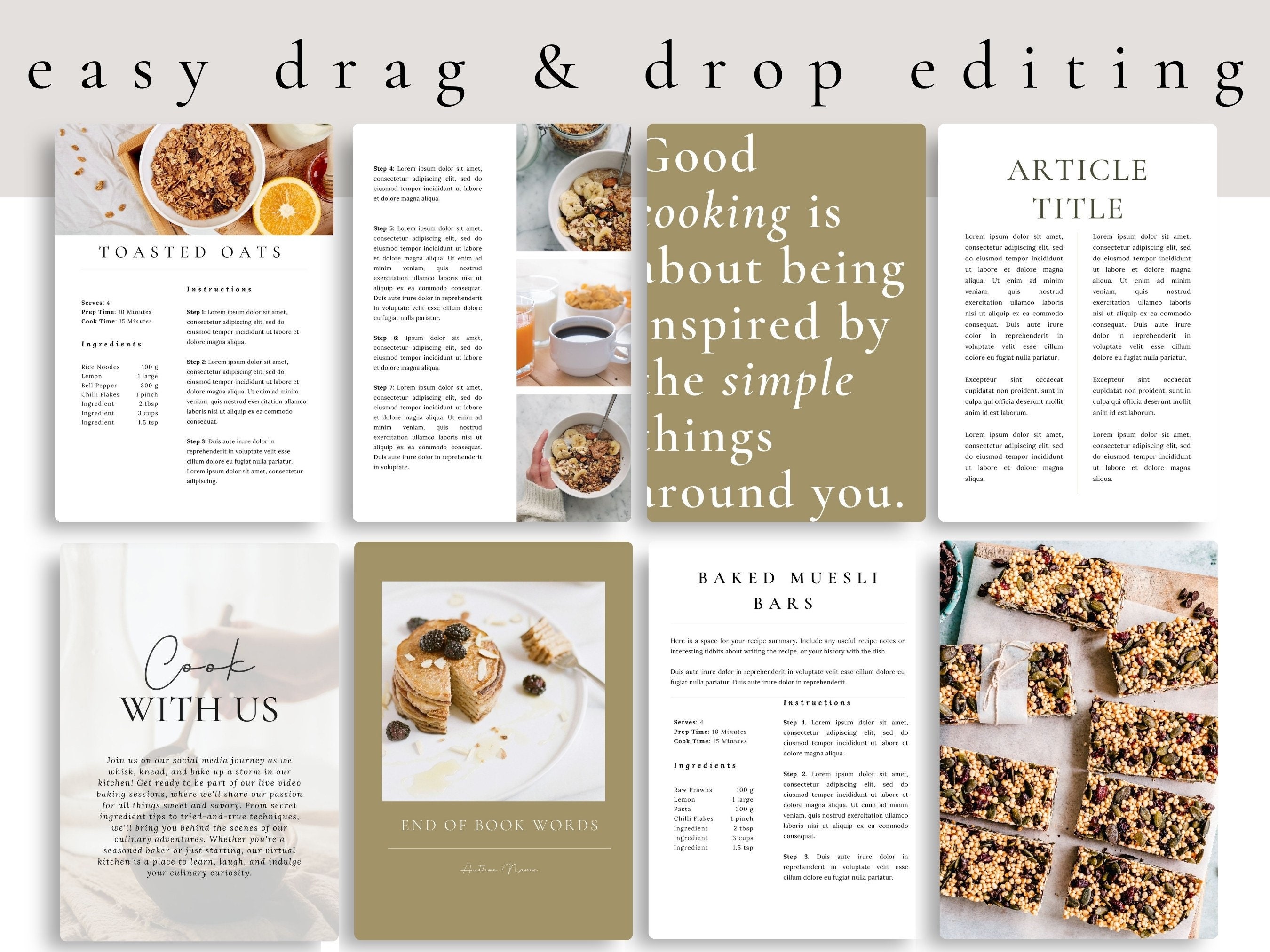 Food Blog Template Examples Olive Cookbook Template | Food Blogger Template | Unique Gift Idea ...