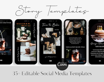 Dark Food Stories Templates | Food Blogger Insta Story Templates | Food Blog FB Stories | Dark Food Instagram Stories | Food Blogger