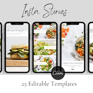 Food Insta Stories | Food Blogger Instagram Story Templates | Canva Insta Template | Food Blog Marketing | Editable Instagram Story Template