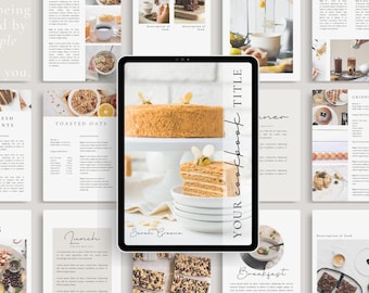 Modern Cookbook Canva Template: Light cookbook, Recipe Book (A4 and 8.5x11) (Digital Download)