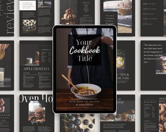 Contemporary Cookbook Template | Dark Food Photography | Modern Aesthetic Cookbook | Food Blogger | Custom Cookbook | Food Blog Template