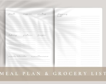 Printable Grocery List | Printable Shopping List | Simple Grocery List | Simple Weekly Meal Planner | Meal Planning | Minimalist Planner