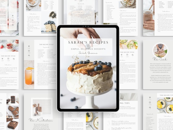 Editable Cookbook Template | Canva Cook Book | Family Recipes Cook Book Template | PDF Cookbook | Recipe E-Book | Food Blogger