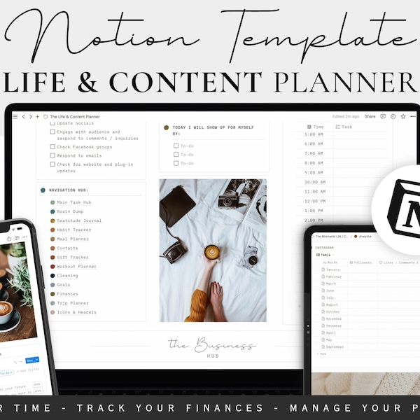 Notion Content Planner Template | All In One Blog and Life Planner | Notion for Content Creator | Planner Template | 2024 Notion for Blogger