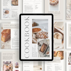 Neutral Cookbook | Canva Cookbook Template | Natural Tones | Canva Recipe Book Template | Editable Recipe EBook | Beige and White Coobook