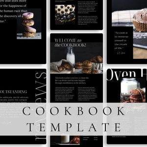 Modern Cookbook Template | Food Blog Canva Template | Dark Food Photography Recipe eBook | Recipe Book Template | Dessert Template