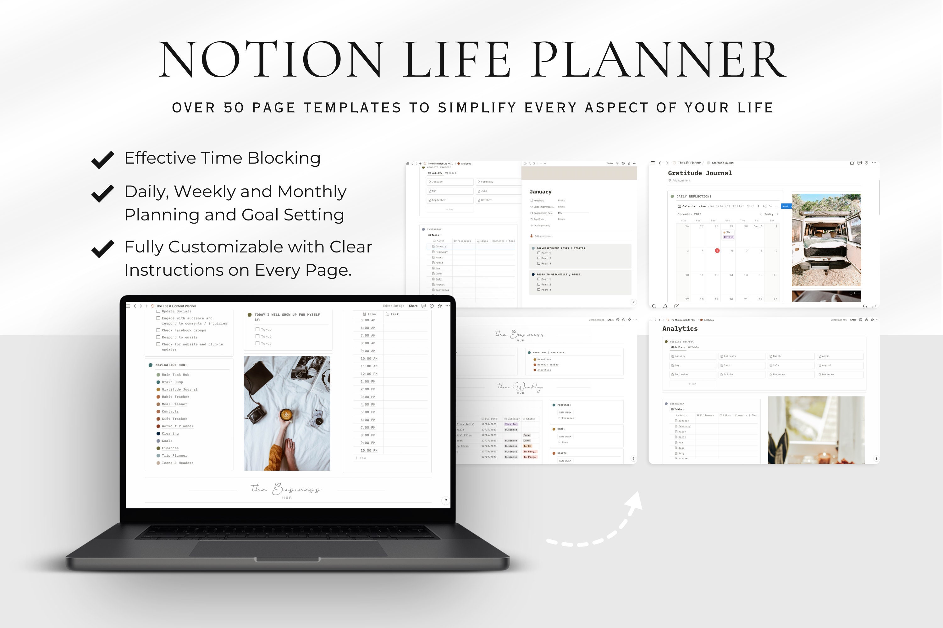 Notion content planner template all in one blog and life planner notion