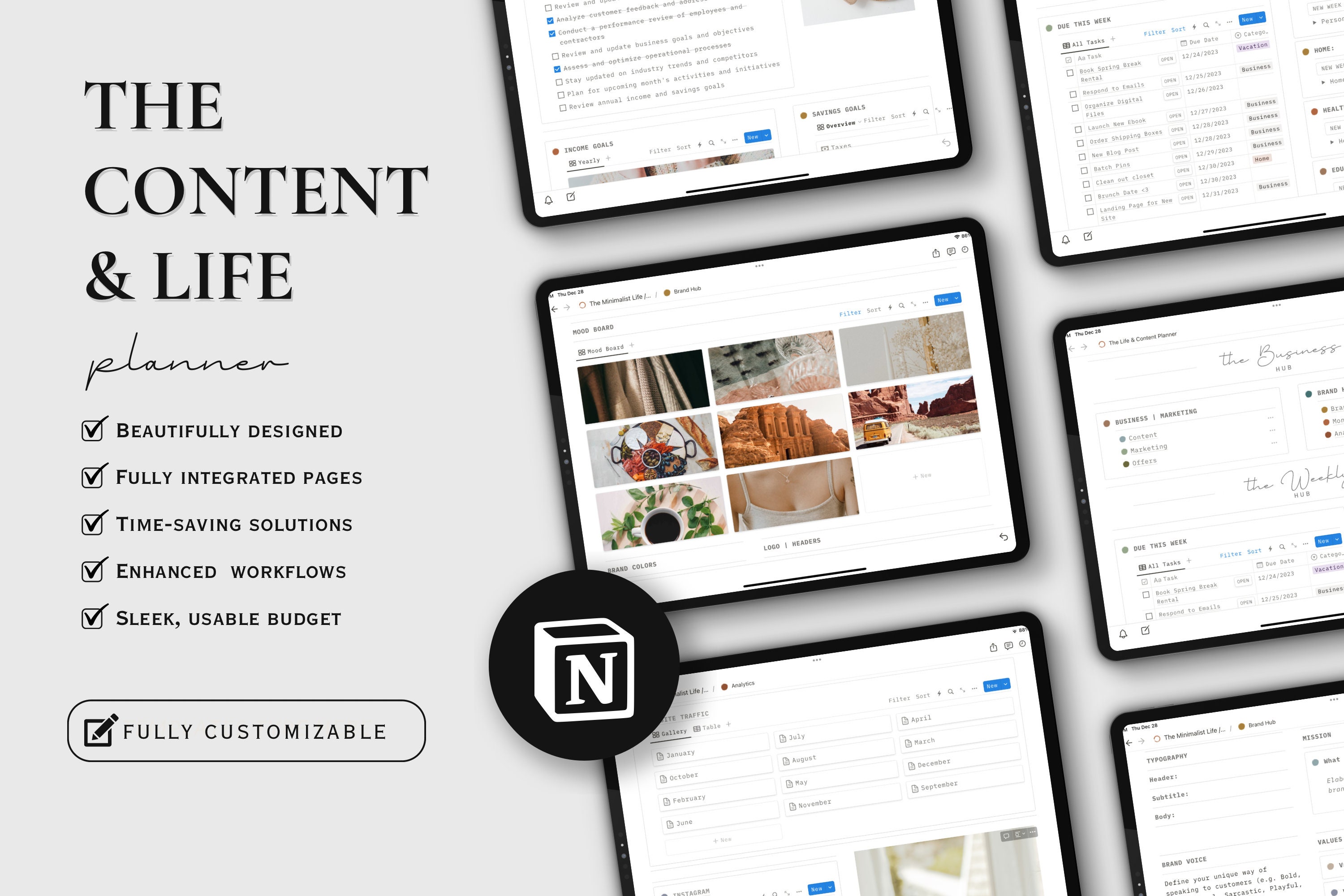 Notion content planner template all in one blog and life planner notion