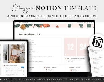 Notion Template for Content Creator | Notion Dashboard with a Content Calendar for Bloggers | Notion Blog Planner | Blogger Notion Template