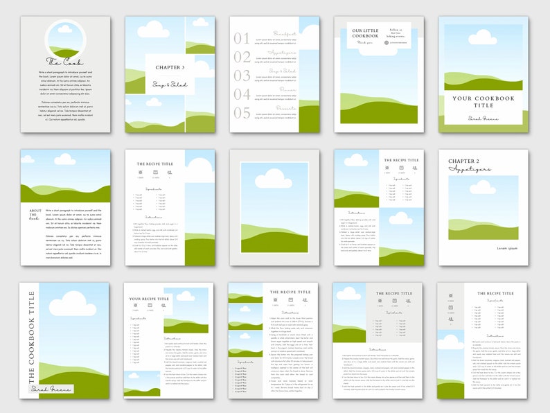 Drag and drop editable custom cookbook template.