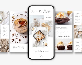 Food Blog Story Templates | Food Insta Stories | Canva Food Blogger Insta Stories Template  | Social Media Stories Templates
