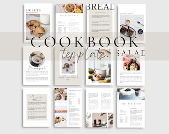 Editable Light Modern Cookbook Template - Digital Cookbook Template - Digital Recipe Book - Food Blogger Ebook Template - Email Marketing