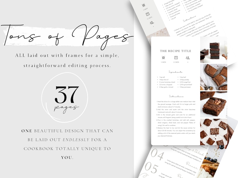 Get creative with our cookbook template with over 37 custom editable pages.