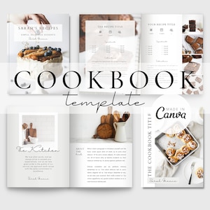 Cookbook Template for Canva | Editable Cookbook Pages | Family Recipes Cook Book Template | PDF Cookbook | Recipe E-Book | Food Blogger