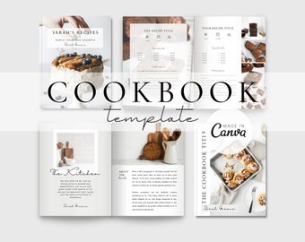 Cookbook Template for Canva | Editable Cookbook Pages | Family Recipes Cook Book Template | PDF Cookbook | Recipe E-Book | Food Blogger