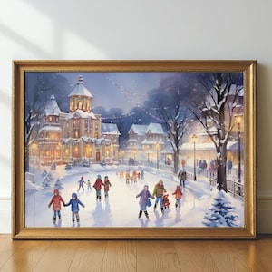 DIY  Seasonal Decor Christmas Winter Ice Skating Print, Christmas Wall Art, Holiday Winter Decor, Christmas Poster, Holiday Decor, X-Mas Art