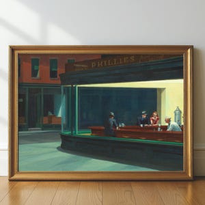 Nighthawks 1942 Ölgemälde von Edward Hopper Nighthawks Edward Hopper Kunst, Bar Cart Kunst, moderne Kunst Malerei, amerikanische Kunst, Vintage Plakat