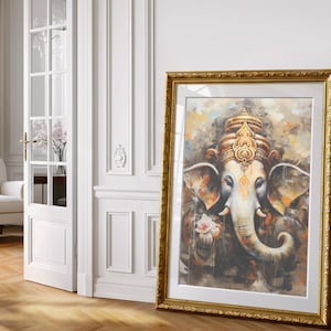 Lord Ganesha Wall Art, Hindu God Lord Ganesha Wall Art, Ganesha Painting, Hindu Art, Hinduism, Peace & Prosperity Ganesha Wall Art, Ganesha