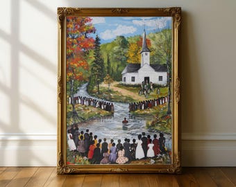 Baptism Art, African American Wall Art, Black Church Art, Spiritual Home Decor, Black Church Wall Art, Christian Wall Art, Living Room Decor