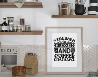 Typography Retro Quote Wall Print, Coffee Art Print, Kitchen Wall Art, Coffee Wall Art, Coffee Shop Wall Art, Coffee Print Wall Art, Office