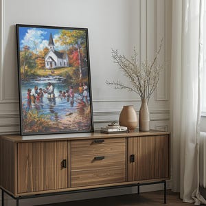 Arte murale cristiana, arte murale spirituale, decorazioni per il soggiorno, arte afroamericana, arte cristiana moderna, arte murale per chiese, arte murale per battesimi immagine 6