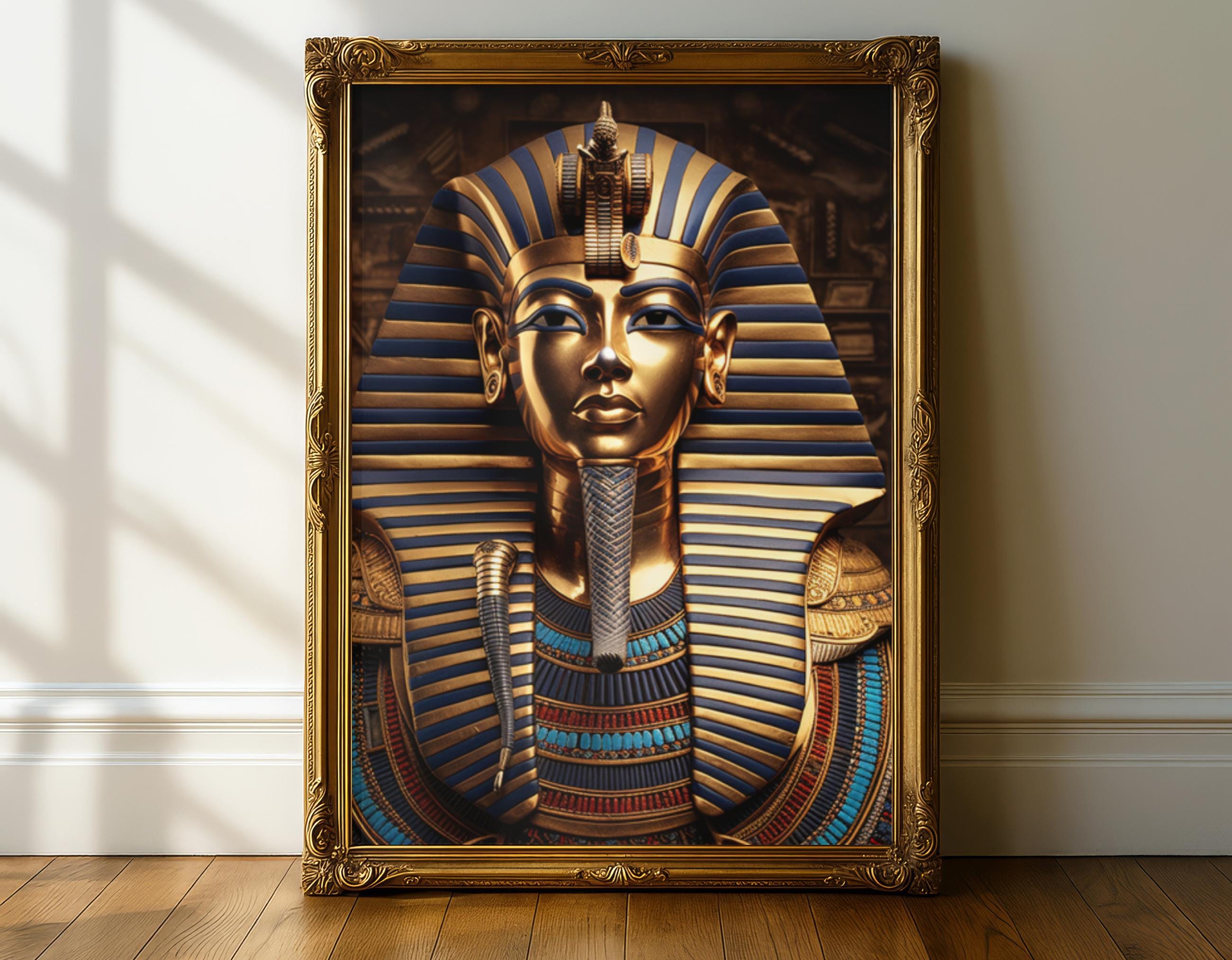 King Tutankhamun Ancient Pharaoh, Egyptian Art, Egyptian Wall Art, Egypt Wall Art, Man Cave Decor, Living room Decor, Egypt Travel Poster