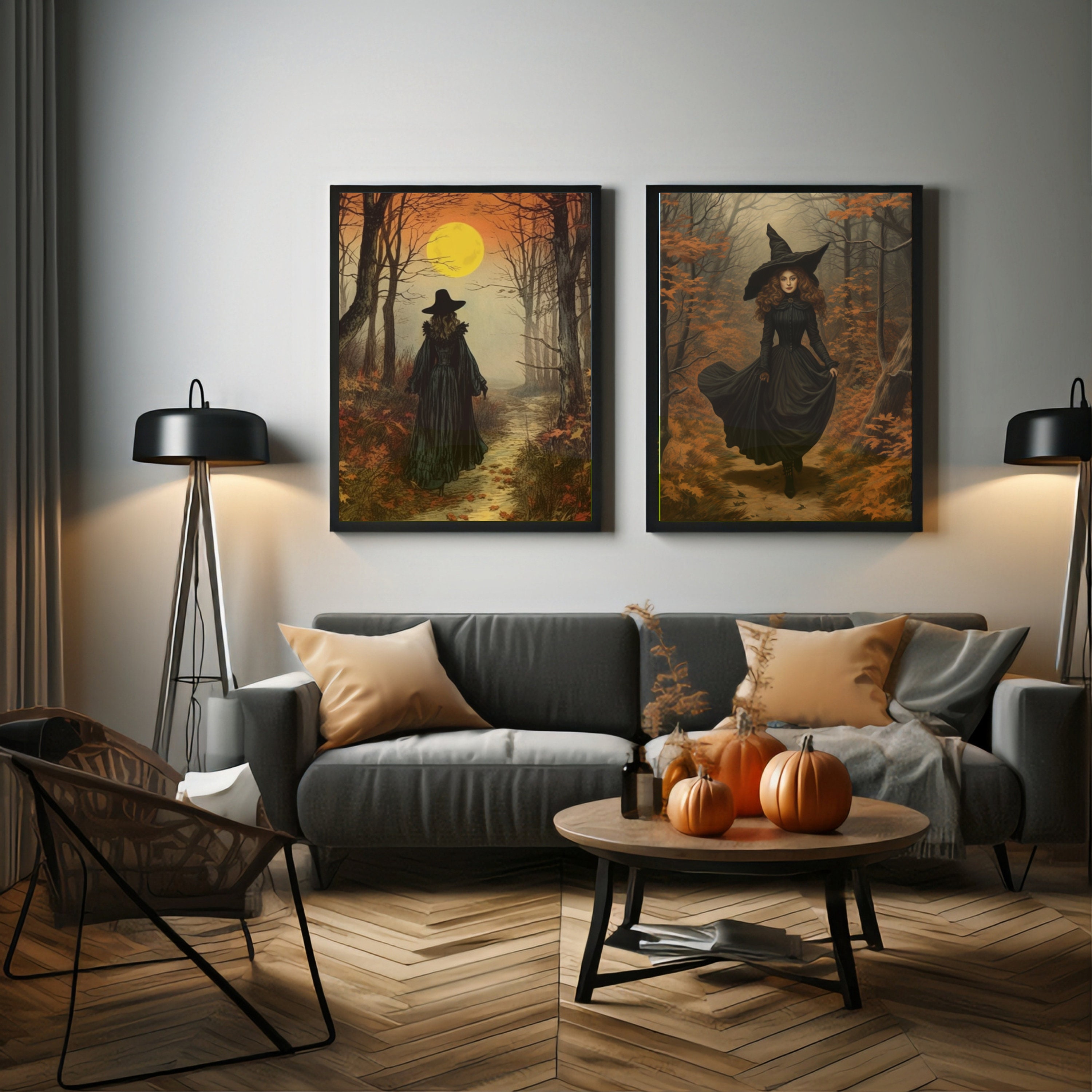 Dark Academia Gothic Witch Print Vintage Halloween Dorm Room - Etsy