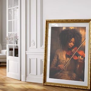 Serenade African American Art, Violinist Art, Bedroom Decor, Dorm Room Decor, Printable Black Woman Art, Music Wall Art, Classical Violinist