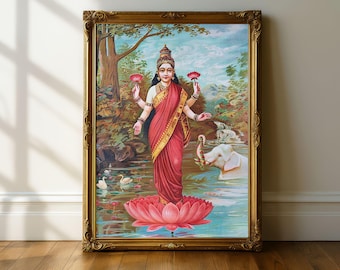 Kubera - Large Vintage-style Indian Hindu devotional poster print