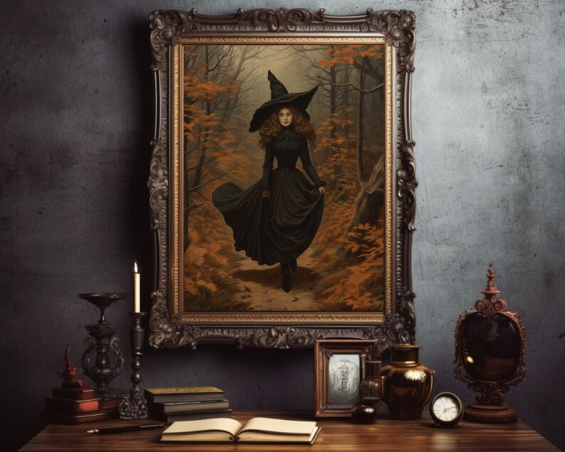 Dark Academia, Gothic Witch Print, Vintage Halloween Dorm Room Decor ...