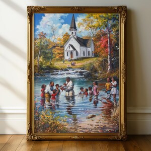 Arte murale cristiana, arte murale spirituale, decorazioni per il soggiorno, arte afroamericana, arte cristiana moderna, arte murale per chiese, arte murale per battesimi immagine 7