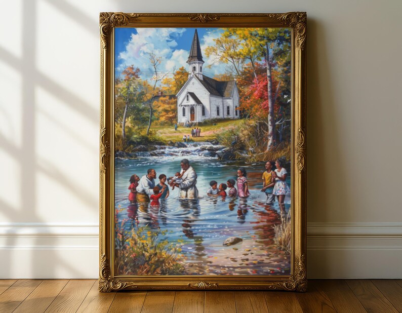 Arte murale cristiana, arte murale spirituale, decorazioni per il soggiorno, arte afroamericana, arte cristiana moderna, arte murale per chiese, arte murale per battesimi immagine 7