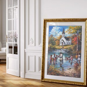 Arte murale cristiana, arte murale spirituale, decorazioni per il soggiorno, arte afroamericana, arte cristiana moderna, arte murale per chiese, arte murale per battesimi immagine 12