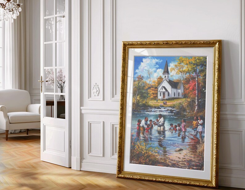 Arte murale cristiana, arte murale spirituale, decorazioni per il soggiorno, arte afroamericana, arte cristiana moderna, arte murale per chiese, arte murale per battesimi immagine 12