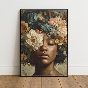 Black Girl Wall Art, Flower Wall Art, Black Art, Colorful Wall Art, Coquette Room Decor, Black Wall Art, African American Wall Art, Lady Art