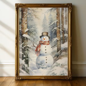 Rustic Christmas Print, Xmas Decor, Vintage Snowman Print, Christmas Decor, Holiday Wall Art, Snowman Poster, Festive Home Decor, Snowman