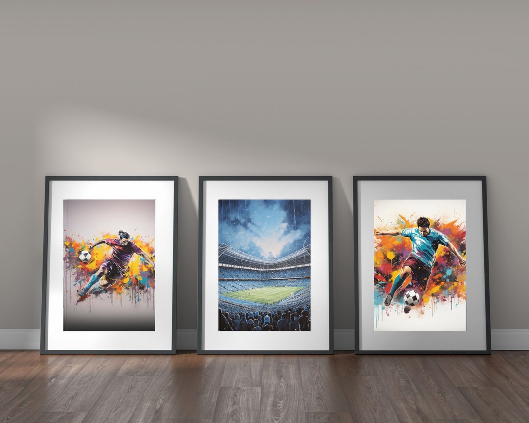 DIY Set of 3 Soccer Wall Art Football Art Prints, Soccer Art Prints