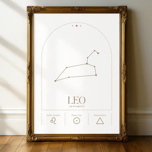 Leo Wall Art, Leo Print, Astrology Poster, Mid Century Modern, Zodiac Poster, Affirmation Poster, Dorm Room Decor, Minimalist Wall Art, Xo
