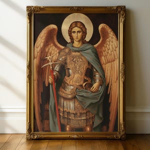 Vintage St Raphael Archangel Painting, Catholic Art, Traditional Catholic Art, Modern Christian Art, Catholic Wall Art, Modern Catholic Art