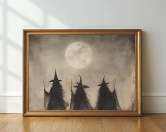Witch Art, Whimsigoth Decor, Vintage Halloween, Halloween Decor, Halloween Art, Halloween Wall Art, Halloween Home Decor, Witch Art Print