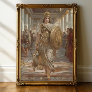 Arte mural de Atenea, mitología griega, decoración de mitología griega, antigua Grecia, arte mural de diosa, impresión renacentista, arte mural de mitología griega, arte
