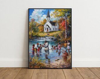 Christian wall art, spiritual wall art, living room décor, African American art, Modern Christian art, Church Wall Art, Baptism Wall Art