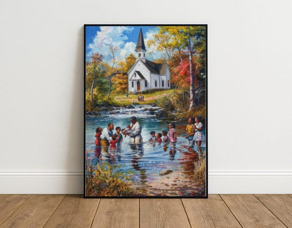 Christian wall art, spiritual wall art, living room décor, African American art, Modern Christian art, Church Wall Art, Baptism Wall Art