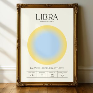 Libra Zodiac Aura Print, Spiritual Wall Art, Zen Wall Art, Aesthetic Room Decor, Affirmation Poster, Trendy Wall Art, y2k Room Decor, Art